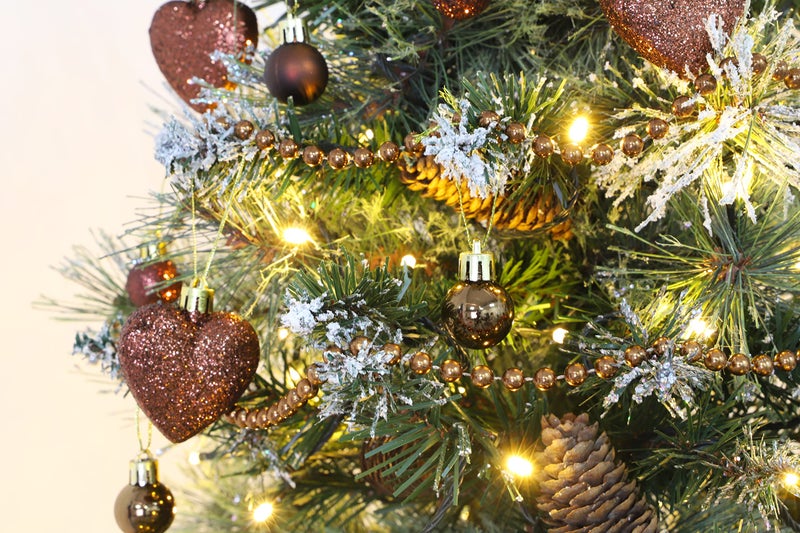 Christmas ConceptsÂ® Pack of 25-25mm Mini Christmas Tree Baubles - Shiny, Matte & Glitter Decorated Ornaments (Mocha) - Image 2